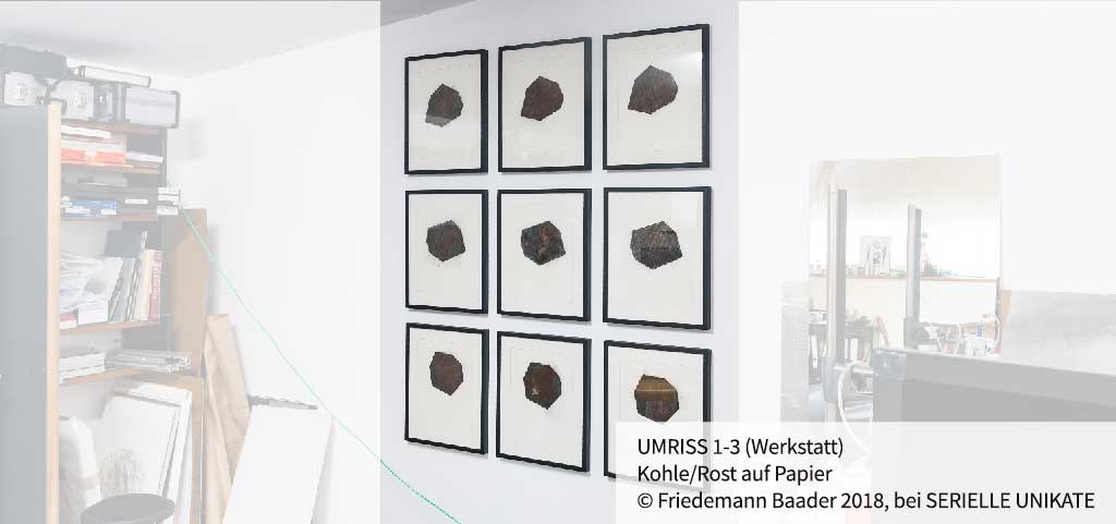 UMRISS 1-3 (Werkstatt) - Kohle/Rost auf Papier - Friedemann Baader